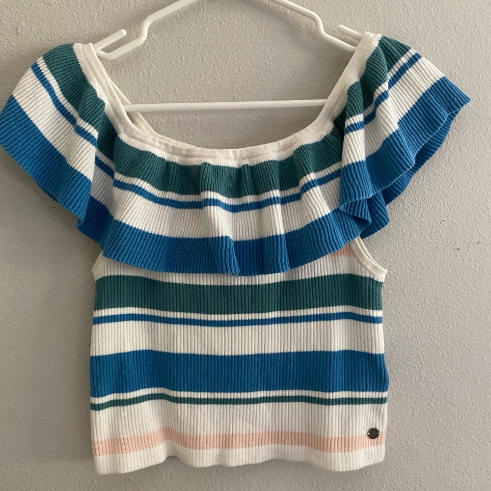 Roxy Extra Tropical Love Off the Shoulder Crop Top Small